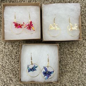 Shiny origami dragon earrings